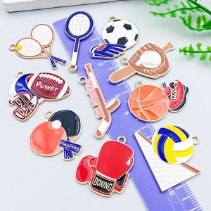 Gemischte Sport-Emaille-Anhänger mit Baseball Tennis und Fußball für DIY-Schmuckherstellung