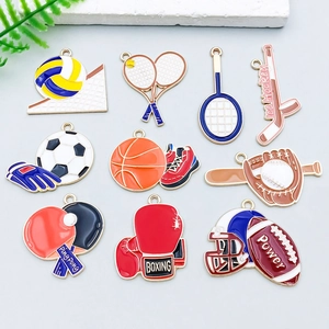DIY Zinklegierung Emaille Sport Anhänger Mix Basketball Fußball Tennis Baseball Form Charms Für Schmuckherstellung Armband Halskette