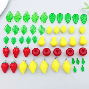 Handcrafted Fruit Acrylic Charms Strawberry Lemon Apple Leaf Pendant For DIY Jewelry Bracelet Necklace Making Accessories