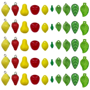 Mix of 50 colorful acrylic fruit and leaf charms for DIY bracelets and necklaces making
