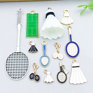 Badminton Racket Enamel Charms Zinc Alloy Sport Theme Pendants For DIY Jewelry Making Bracelet Necklace Accessories Craft Findings