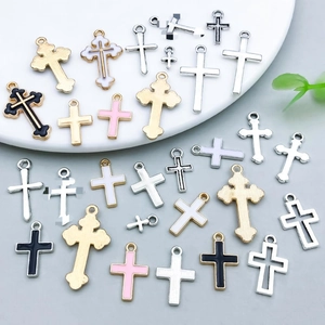 Mix van 30 vintage zilveren legering kruishangers met emaille voor DIY-sieraden maken