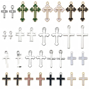 Antiek zilveren kruis hangers van legering in diverse emaille kleuren voor DIY sieraden