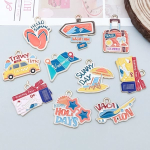 Lot de 10 breloques de voyage en émail pour la création de bijoux d'été DIY