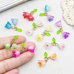 Colorful acrylic lily of the valley flower pendants for DIY jewelry and necklaces
