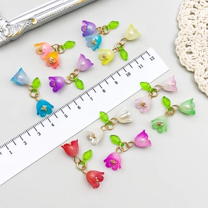 Colorful acrylic lily of the valley flower pendants for DIY jewelry making and crafts