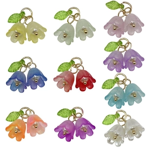 Colorful acrylic lily of the valley flower pendants for DIY jewelry making in nine colors