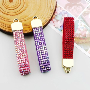 Colgantes brillantes de terciopelo y pedrería roja rosa y violeta para joyas DIY
