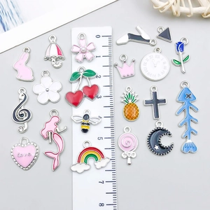 Assorted colorful enamel rabbit cherry pendants for DIY jewelry with scale measurement