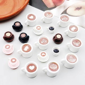 20 bunte Kaffee-Tassen-Anhänger aus Harz mit Latte Art für DIY-Schmuck und Bastelarbeiten