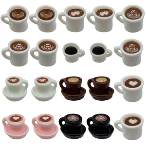 Set aus 20 Miniatur-Kaffeetassen aus Harz mit Latte-Art für DIY-Schmuckherstellung