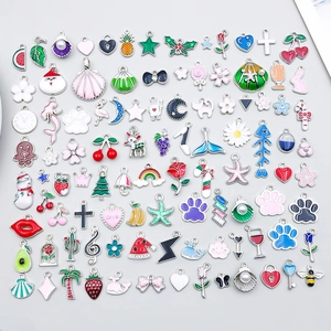 Alloy Enamel Assorted Jewelry Charms For DIY Necklace Bracelet Making Heart Flower Animal Patterns For Women Girls Accessory