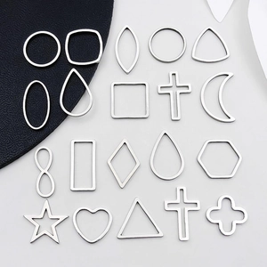 Stainless Steel Hollow Geometric Pendants Heart Star Moon Cross Infinity Charms For DIY Jewelry Making Bracelet Necklace Findings