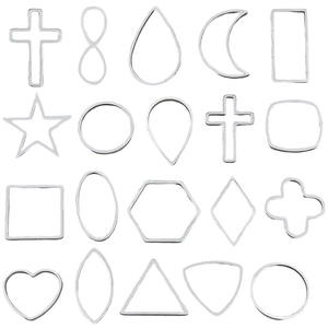 20pcs silver stainless steel geometric charms including heart and star for DIY jewelry making