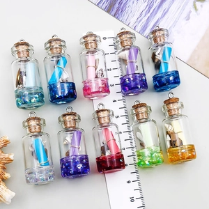 Lot de 10 mini bouteilles en verre colorées avec bouchon bouchon en liège pour bijoux DIY