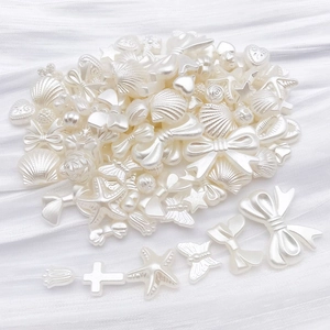Détails de perles ABS blanches en forme de papillon et coquillage pour bijoux