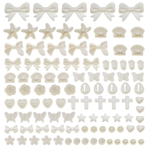 Mélange de perles en résine ABS blanc nacré en formes de papillon et cœur pour bijoux DIY