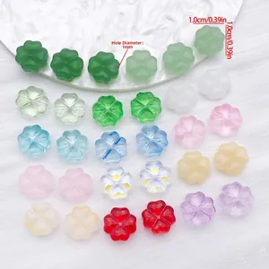 Detail of 1.0cm colorful four-leaf clover glass beads with 1mm holes for DIY jewelry