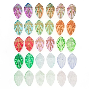 30 pendenti a foglia trasparenti colorati con dettagli dorati per creazione gioielli fai-da-te
