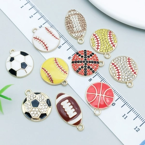 Bunte Sportanhänger aus Emaille und Strass für Fußball, Basketball und Baseball