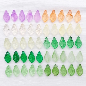 Czech Lampwork Mini Green Leaf Glass Loose Beads Transparent Grape Leaf Beads For DIY Jewelry Making Bracelet Necklace Accessories