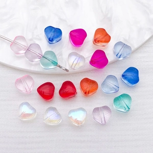 Macro de perles en verre cœur transparent coloré avec revêtement AB pour bijoux DIY