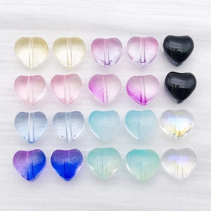 Mixed Colored Glaze Heart Beads Heart-Shaped Glass Spacer Beads Gradient Heart Pendants For DIY Bracelet Necklace Jewelry Making
