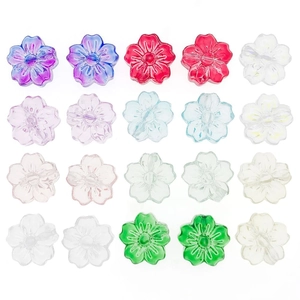 Mix of 20 colorful transparent glass cherry blossom beads for DIY jewelry making