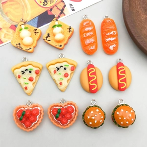 Simulatie Voedsel Hars Charms Voor DIY Sieraden Maken Burger Pizza Hotdog Brood Taart Hangers Voor Sleutelhanger Decoratie