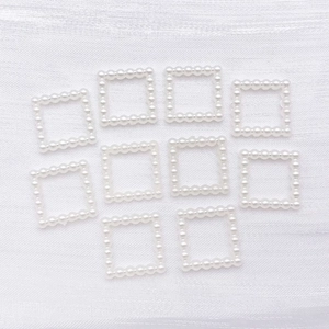 Diez piezas de dijes cuadrados huecos de perlas blancas para hacer joyas y manualidades