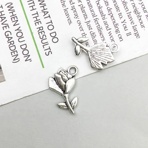 Vue détaillée du pendentif rose en argent vintage avec texture antique et anneau