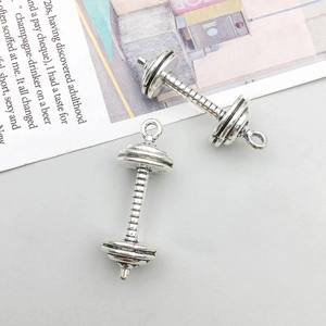 Détails de pendentifs haltères en argent vintage avec poignées pour création de bijoux