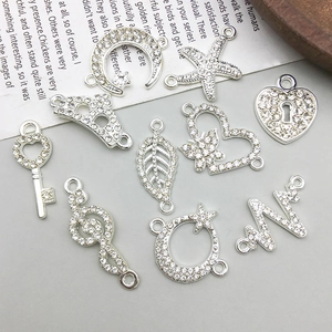 Silber Legierung Strass Mond Stern Herz Musiknote Krone Blatt Schlüssel Verbinder Charms Für DIY Schmuckherstellung