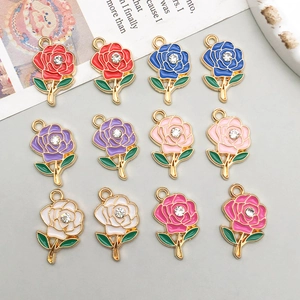 Pendenti a Forma di Rosa in Lega e Smalto Con Strass Ciondoli Floreali Colorati per la Creazione di Gioielli Fai-da-te Collane Bracciali Orecchini
