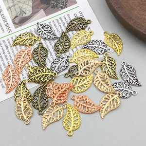 Hollow Leaf Zinc Alloy Pendant DIY Jewelry Accessories For Bracelet Necklace Making Vintage Style Metallic Charms