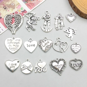 Vintage Antique Silver Zinc Alloy Heart Wing Cupid Angel Pendants For DIY Handmade Jewelry Making Necklace Findings Accessories