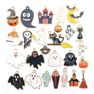 Halloween enamel alloy charms collection featuring cute pumpkin and ghost pendant styles