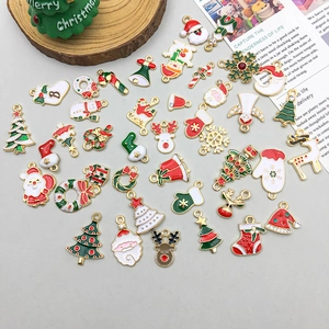 Détails de breloques de Noël assorties en émail, Père Noël et bonhommes de neige pour DIY
