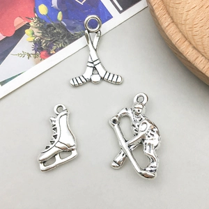 Pendentifs de hockey en argent antique pour la création de bijoux DIY et colliers