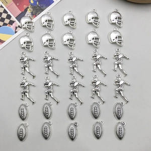 Pendentifs en Alliage de Zinc Vintage Thème Football Américain Rugby Casque Athlète pour Création de Bijoux DIY Accessoires Collier