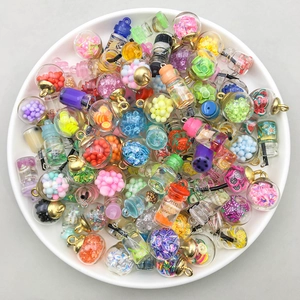 DIY Schmuckherstellung Glasanhänger Mini Fruchtgetränkeflasche Bubble Tea Becher Muschel Treibflasche Perlen Für Schlüsselanhänger
