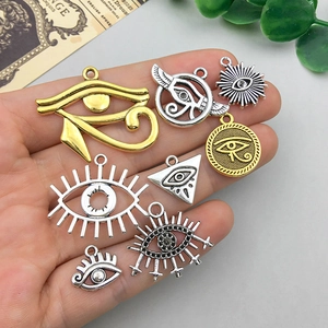 Amulett-Anhänger Auge des Horus in Altgold und Altsilber für DIY-Schmuck