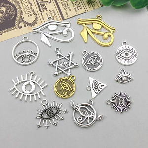 Retro-Anhänger mit bösem Auge in Antikgold und Silber für DIY-Schmuckherstellung