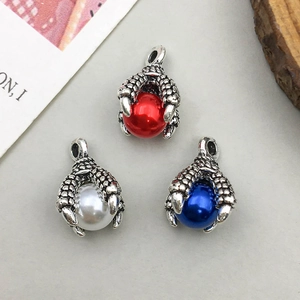 Antiek zilveren drakenklauw hangers met kleurrijke parels voor DIY sieraden maken