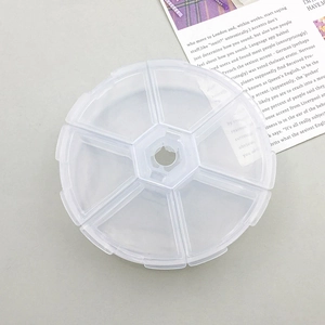 Runde 7-Fächer-Organizer-Box aus transluzentem PP-Kunststoff für Schmuck und Perlen