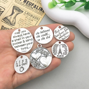 Antik-silberne Legierungsanhänger mit inspirierenden Zitaten für DIY-Schmuckherstellung