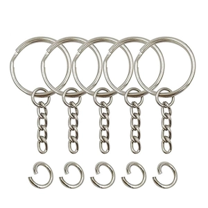 Kit porte-clés en alliage argenté avec chaîne et anneaux ouverts pour bijoux DIY