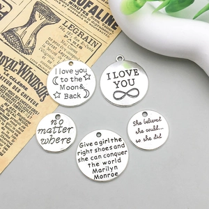 Ciondoli in lega d'argento antico con citazioni motivazionali per braccialetti DIY