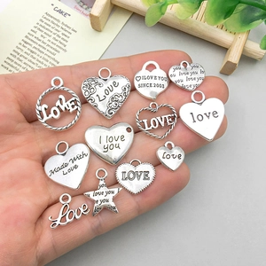 Vintage Silber Herz und Stern Anhänger aus Legierung für DIY Schmuck und Basteln