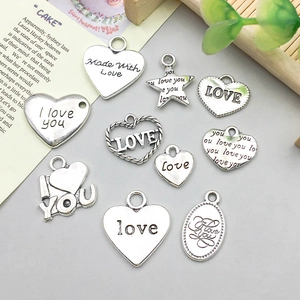 10er-Set antike Herzanhänger mit Made With Love Gravur für DIY-Schmuckherstellung